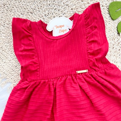 Vestido com Babadinho nas Mangas - Vermelho